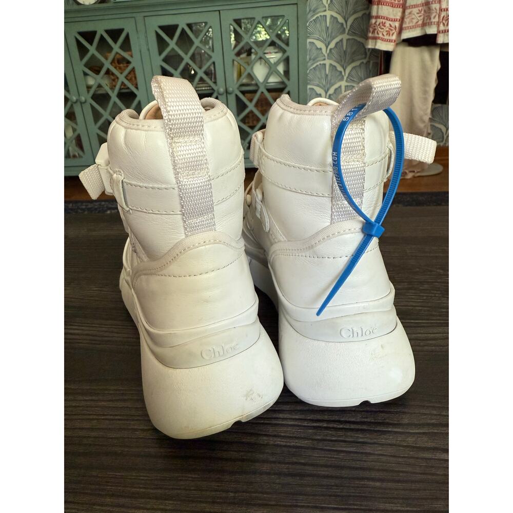 Chloé White Lambskin Leather Sonnie Western High Top Sneakers Sz. 36 - Picture 11 of 11